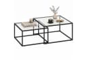 HOMCOM Couchtisch 2er-Set Stapelbar Glas Metall Schwarz Transparent Bild 1