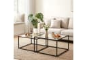 HOMCOM Couchtisch 2er-Set Stapelbar Glas Metall Schwarz Transparent Bild 2
