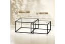 HOMCOM Couchtisch 2er-Set Stapelbar Glas Metall Schwarz Transparent Bild 3
