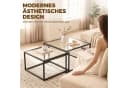 HOMCOM Couchtisch 2er-Set Stapelbar Glas Metall Schwarz Transparent Bild 5