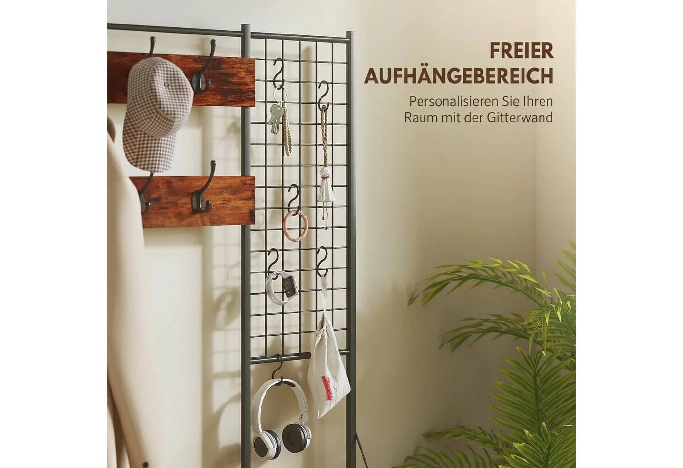 HOMCOM Garderobenständer 14 Haken 7 Schubladen Braun Schwarz - Bild 5
