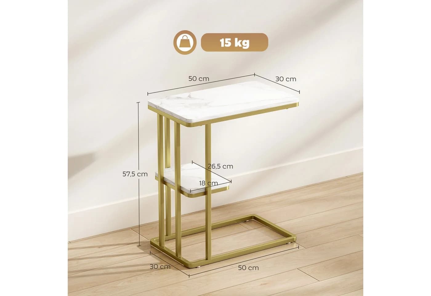 HOMCOM Beistelltisch C-Form Marmoroptik Gold - Bild 3