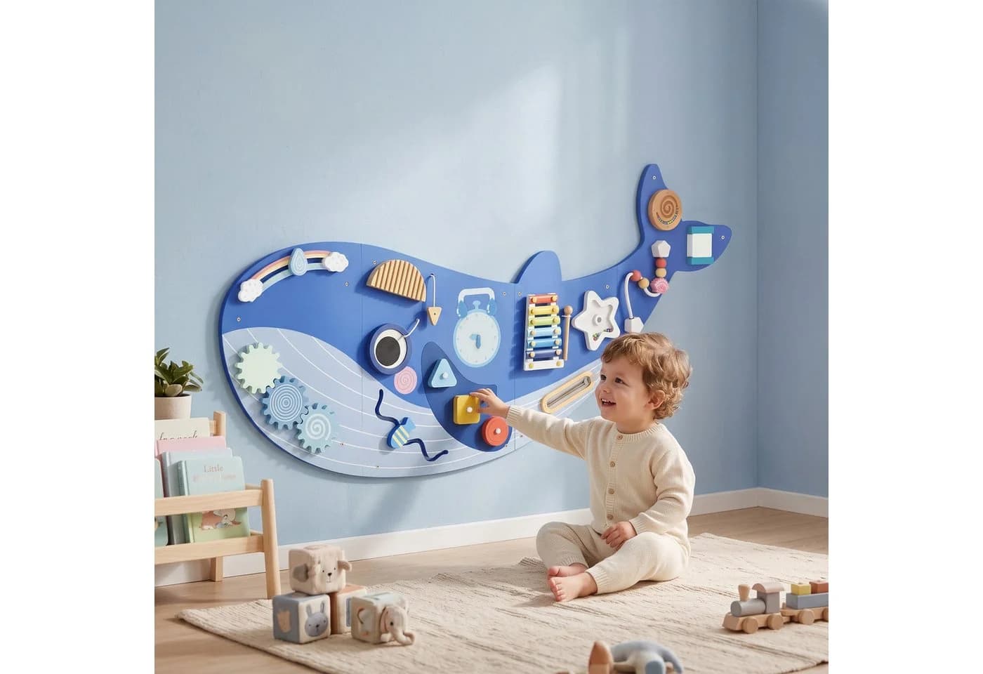 AIYAPLAY Montessori Motorikbrett 13-in-1 Wandboard Blau