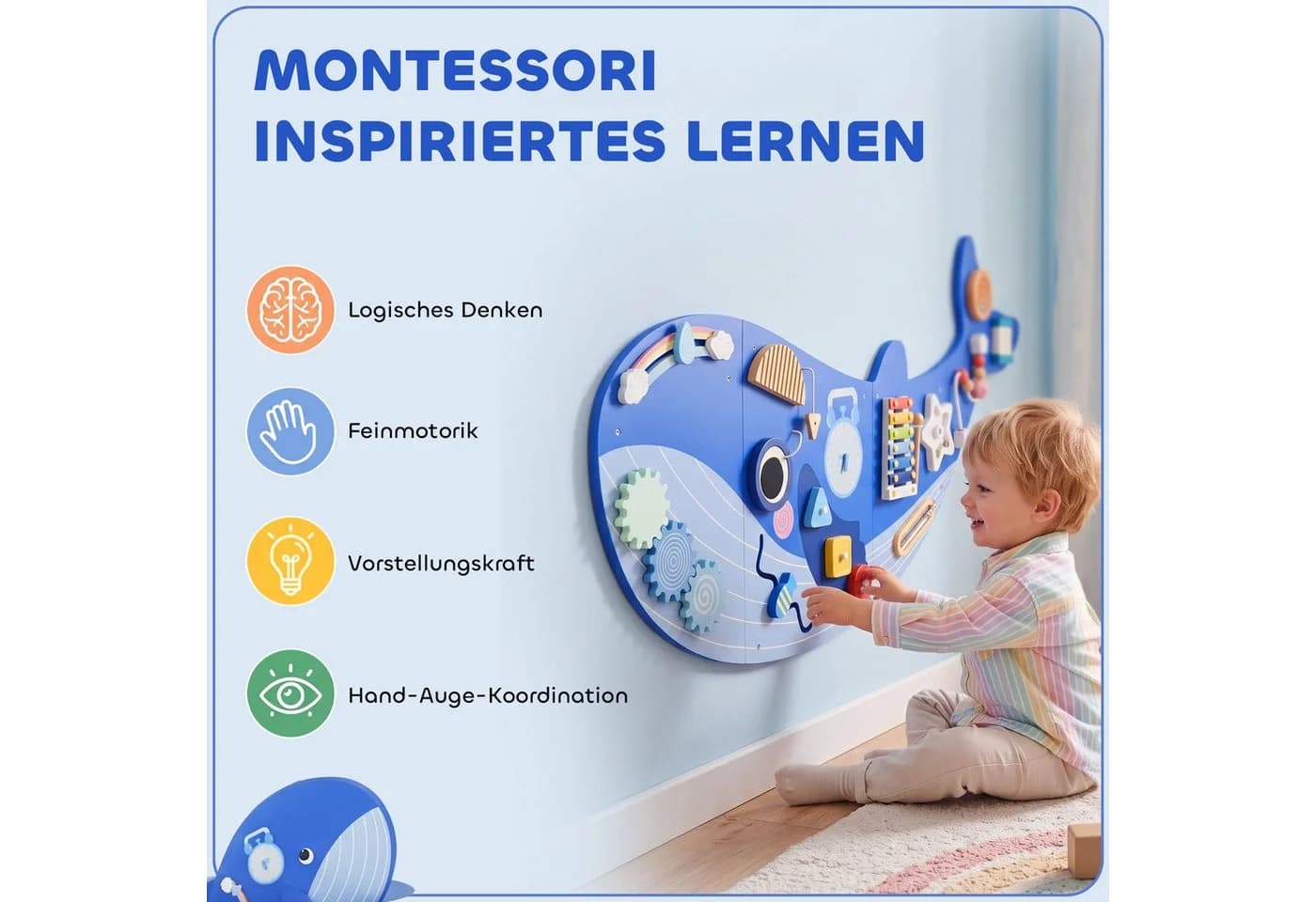 AIYAPLAY Montessori Motorikbrett 13-in-1 Wandboard Blau - Bild 5
