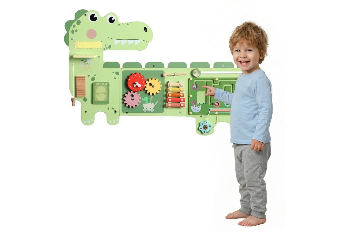 AIYAPLAY Montessori Busy Board Wandmontiert Grün mit Xylophon - Bild 2