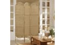HOMCOM Paravent Freistehend 3-teilig Beige Papierseil Kiefernholz Bild 2