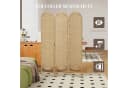 HOMCOM Paravent Freistehend 3-teilig Beige Papierseil Kiefernholz Bild 4