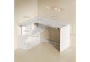 HOMCOM Eckschreibtisch L-Form Weiß Holzoptik mit Regal & Tastaturauszug Bild 3