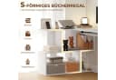 HOMCOM Eckschreibtisch L-Form Weiß Holzoptik mit Regal & Tastaturauszug Bild 5
