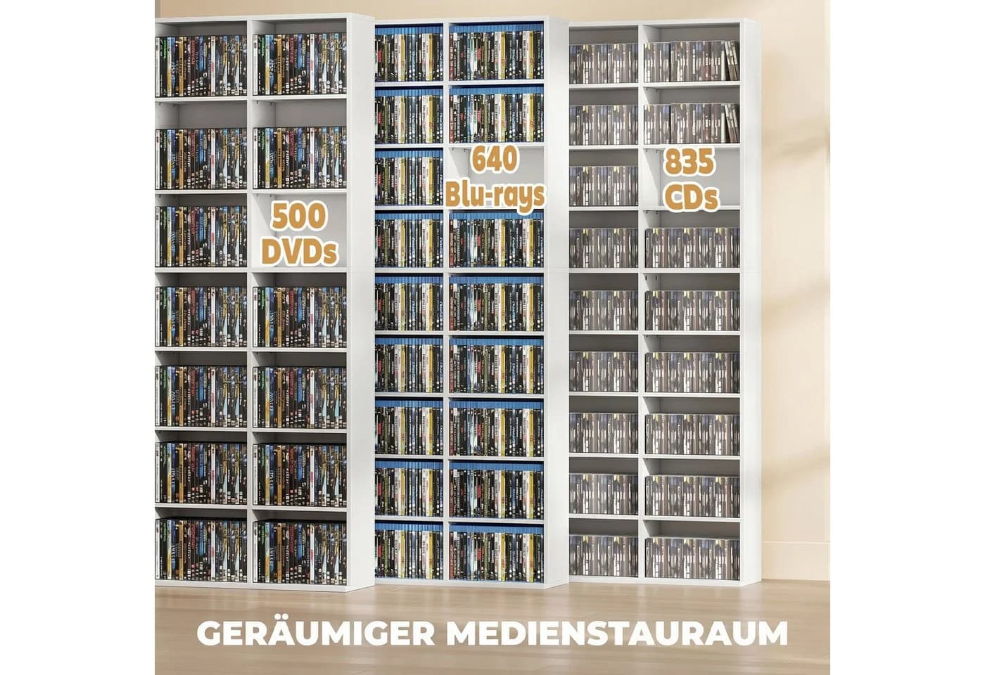 HOMCOM CD-Regal Weiß Verstellbare Einlegeböden - Bild 4