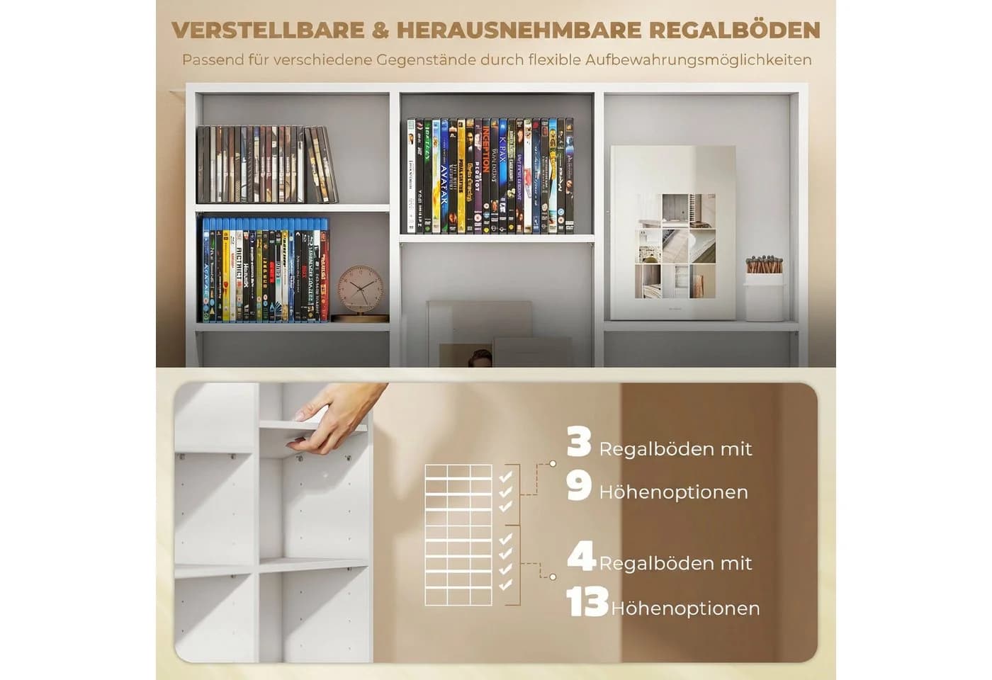 HOMCOM CD-Regal Weiß Verstellbare Einlegeböden - Bild 5