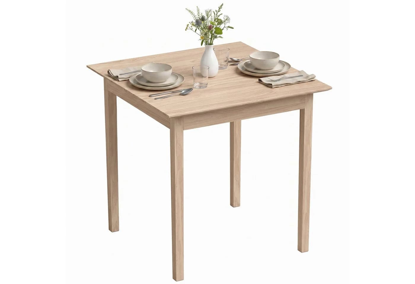 HOMCOM Quadratischer Esstisch Weiß Massivholz