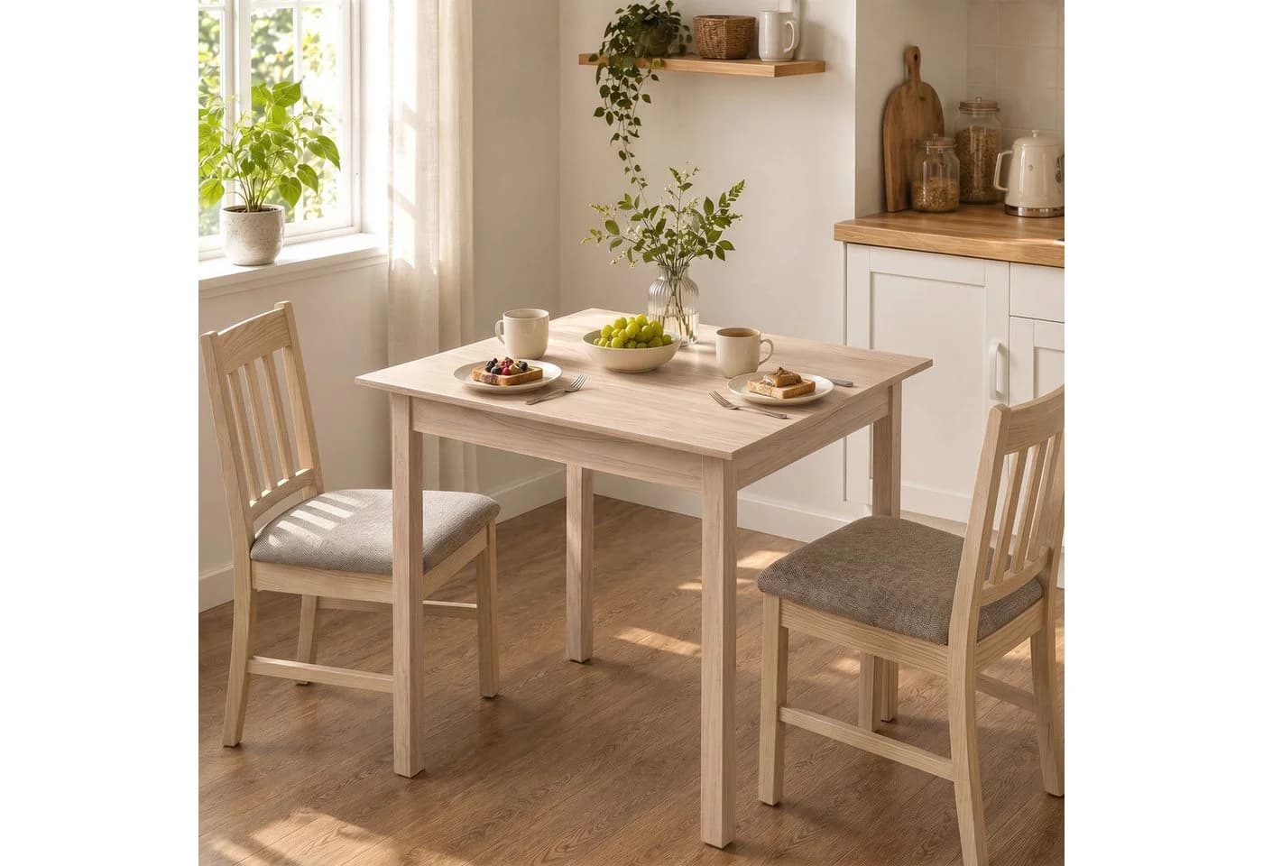 HOMCOM Quadratischer Esstisch Weiß Massivholz - Bild 2