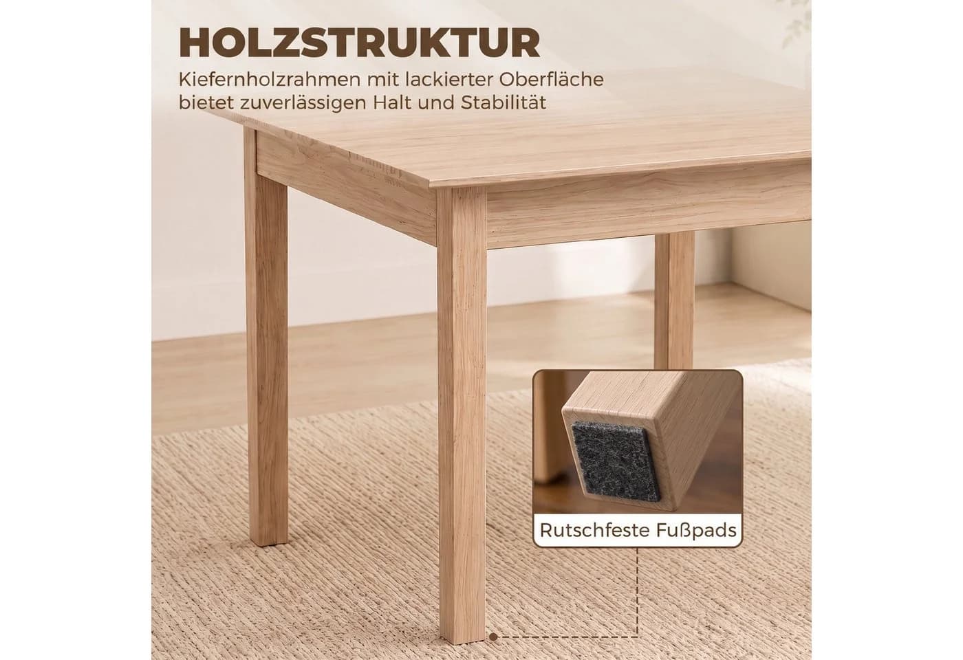 HOMCOM Quadratischer Esstisch Weiß Massivholz - Bild 5