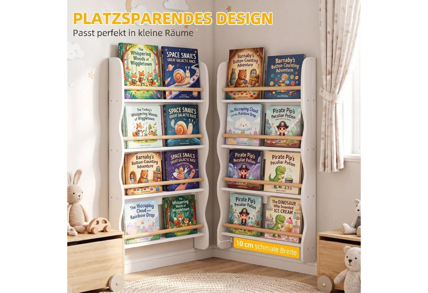 AIYAPLAY Kinderregal 4 Ebenen Weiß Kiefernholz Kippschutz - Bild 4