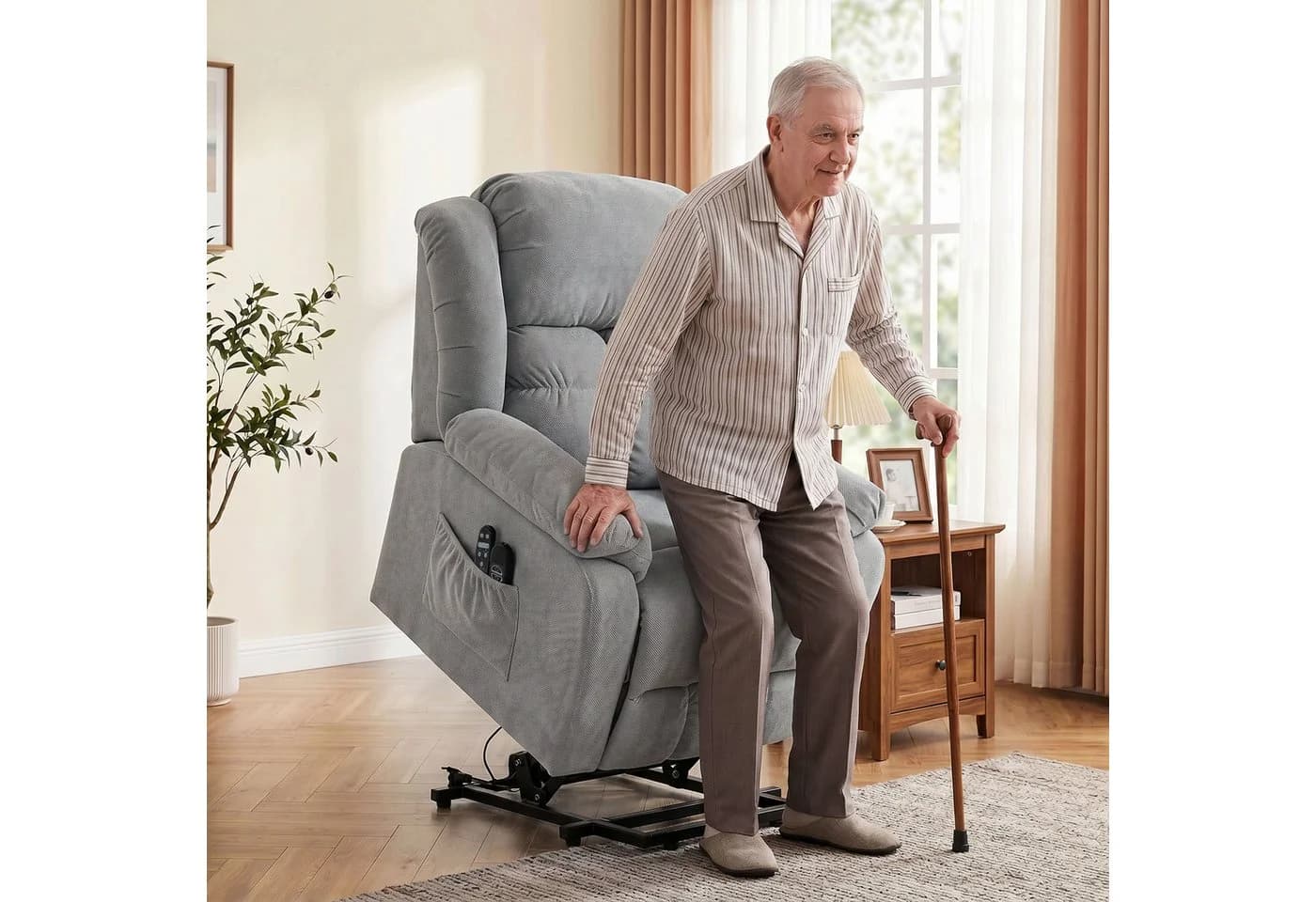 HOMCOM Elektrischer Relaxsessel mit Aufstehhilfe, Massage & Lendenwärme Grau - Bild 2