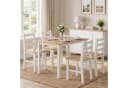 HOMCOM Essgruppe 5-tlg. Esstisch mit 4 Stühlen Massivholz Beige/Weiß Bild 2