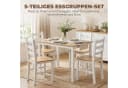 HOMCOM Essgruppe 5-tlg. Esstisch mit 4 Stühlen Massivholz Beige/Weiß Bild 4
