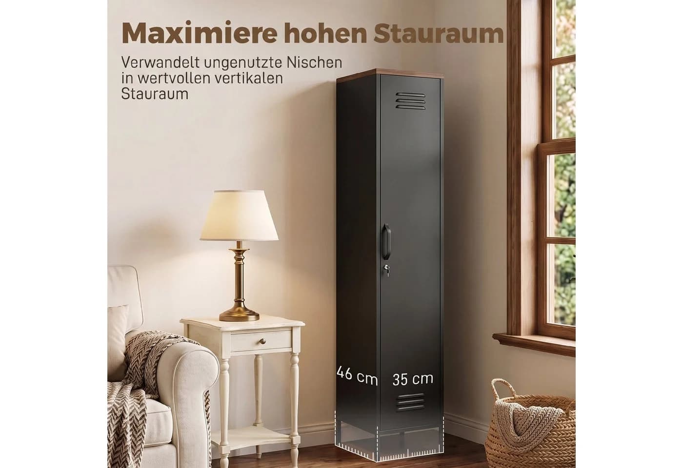 HOMCOM Kleiderschrank Metallschrank Schwarz Metall - Bild 5