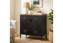 HOMCOM Sideboard Industrieller Aktenschrank mit 2 Türen Schwarz/Braun Bild 2