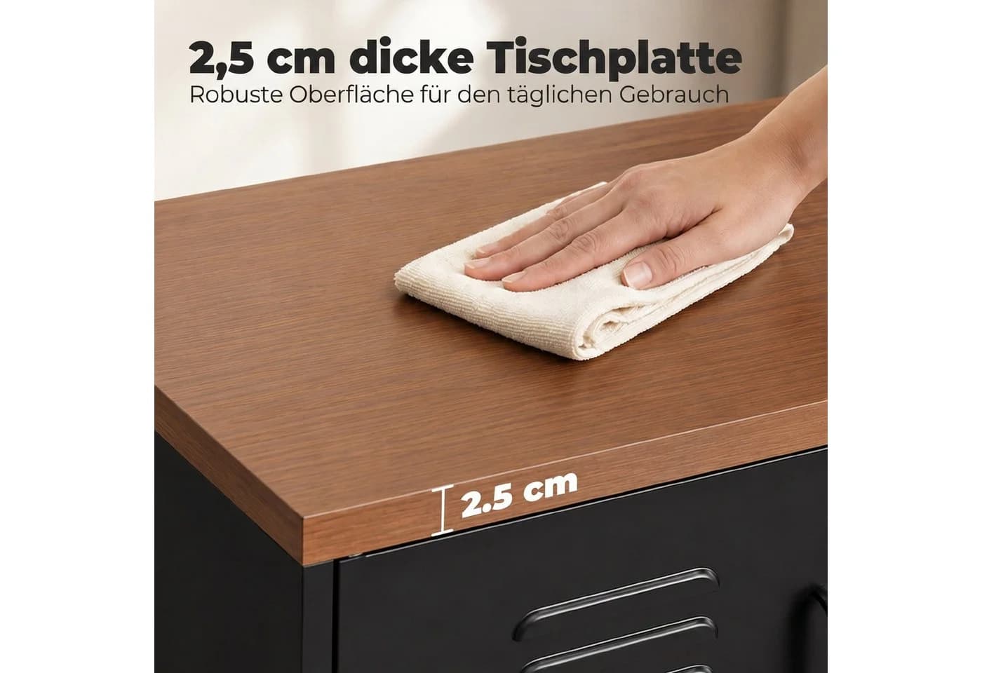HOMCOM Sideboard Industrieller Aktenschrank mit 2 Türen Schwarz/Braun - Bild 5