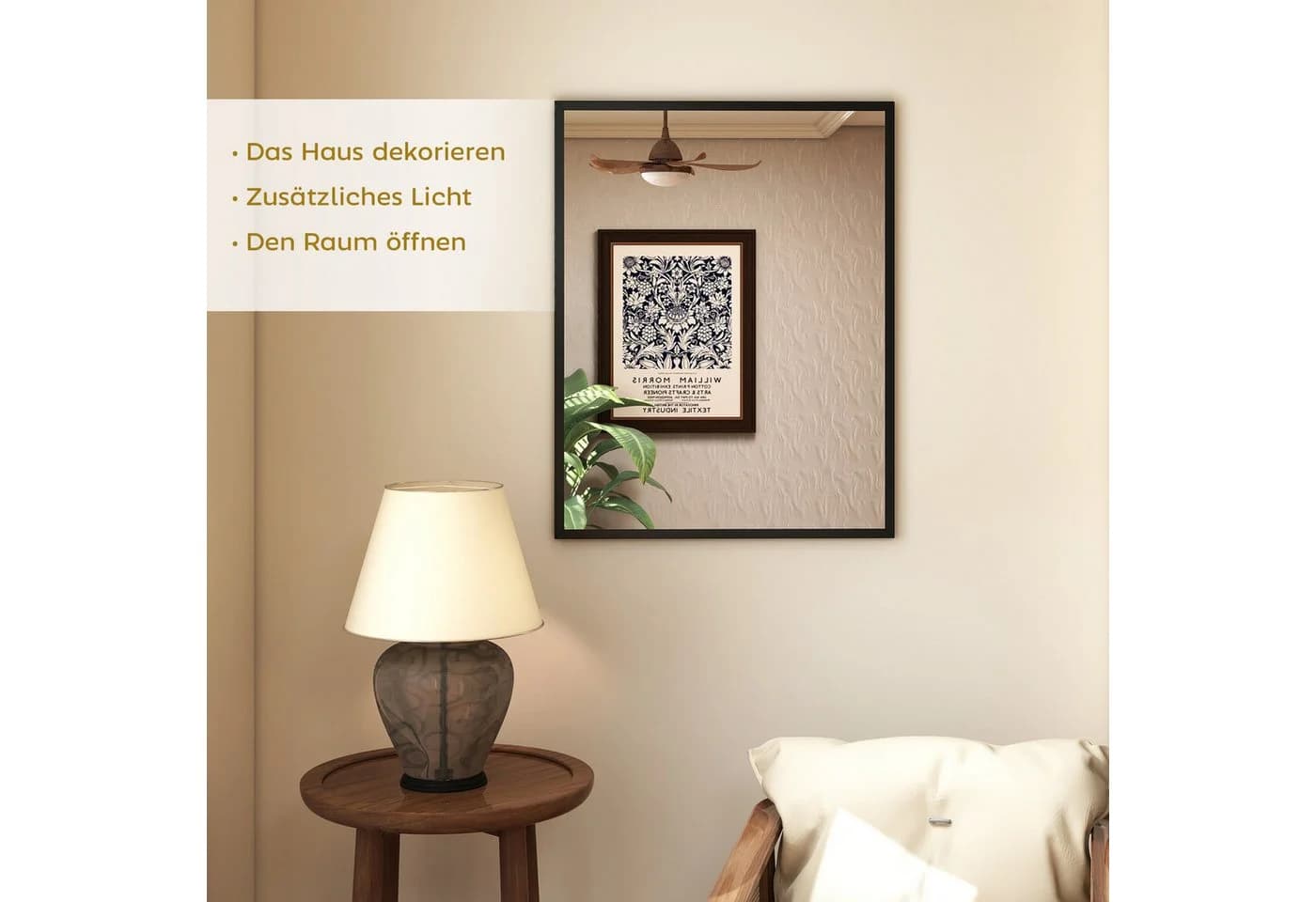 HOMCOM Wandspiegel Rechteckig Schwarz 70 x 90 cm - Bild 4