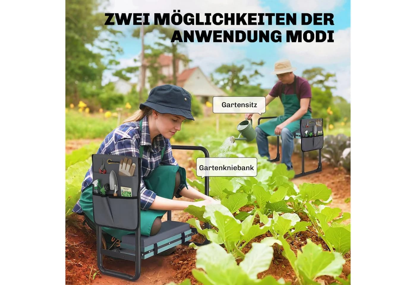 Outsunny Arbeitshocker Klappbare Kniebank Grau - Bild 4
