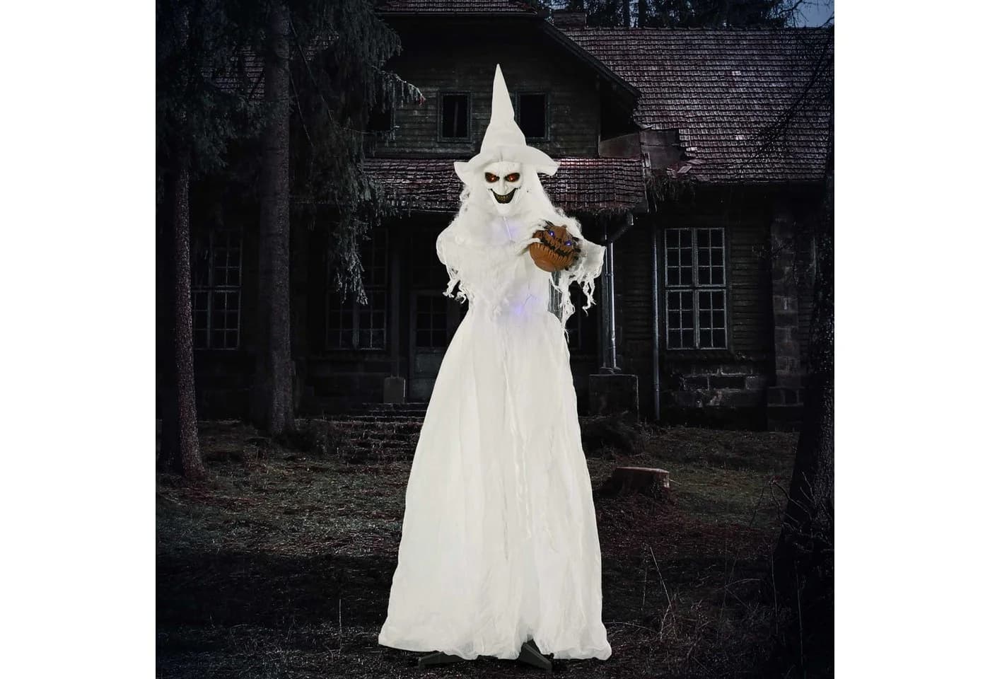 Outsunny Halloween Hexe Dekofigur mit leuchtenden Augen und Körperlicht - Bild 2