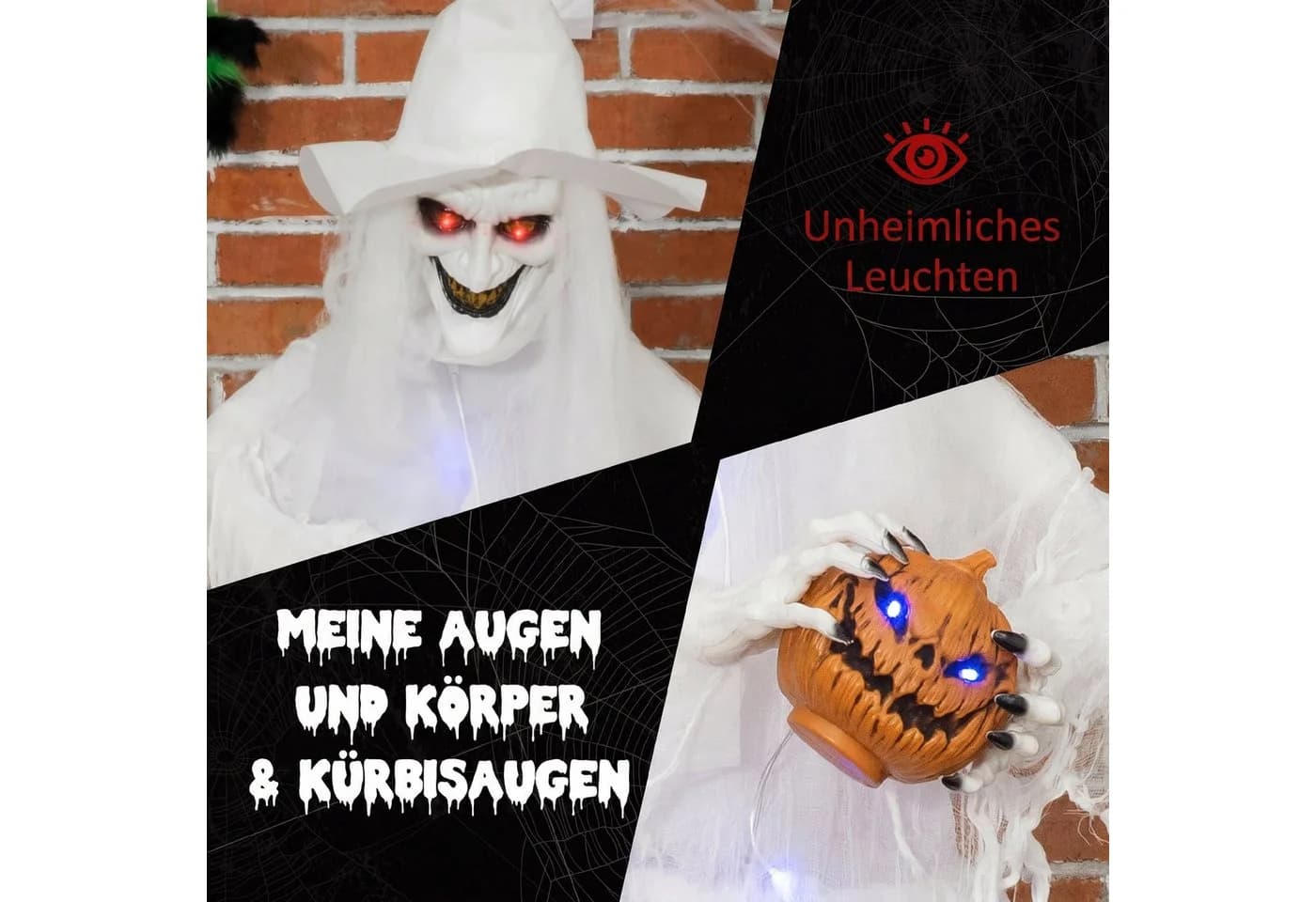 Outsunny Halloween Hexe Dekofigur mit leuchtenden Augen und Körperlicht - Bild 4