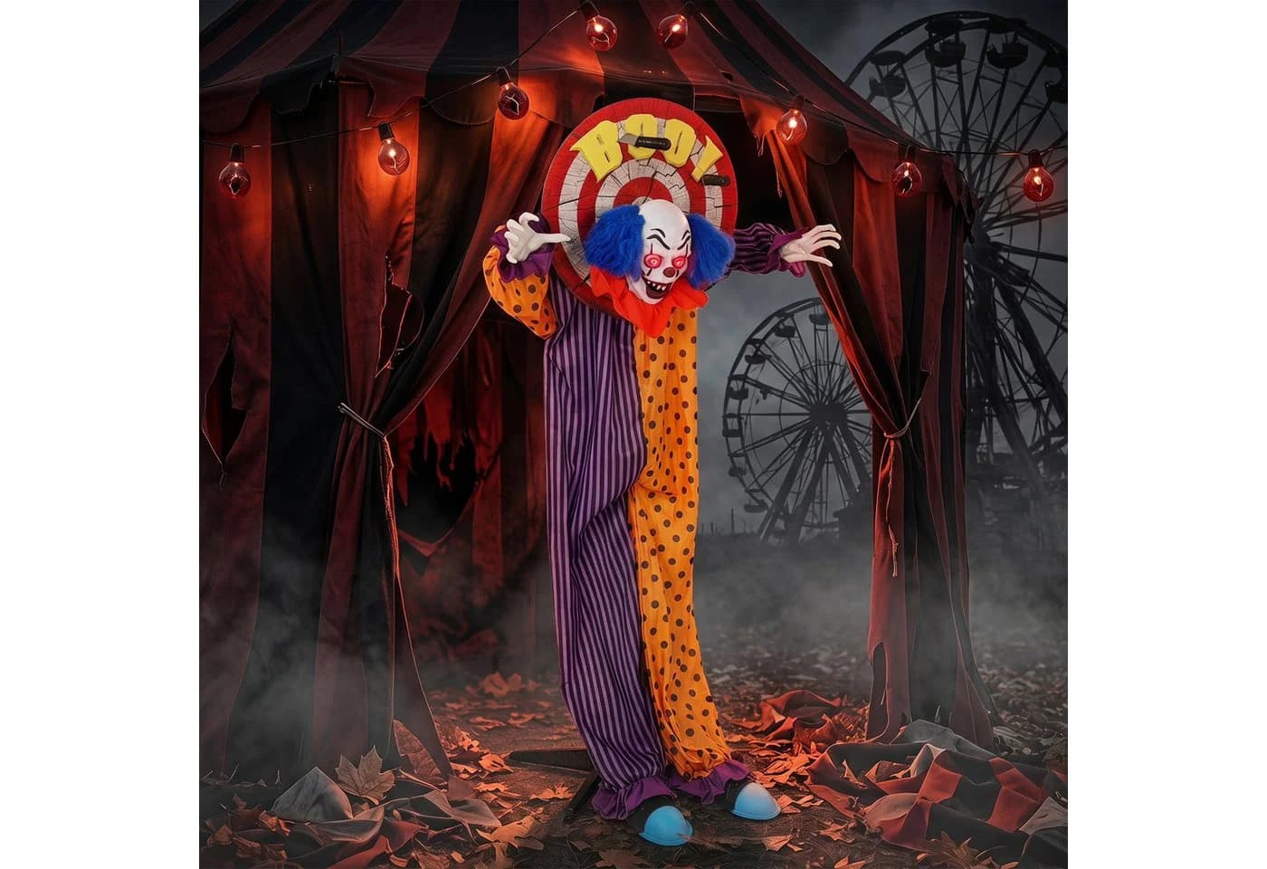 HOMCOM Animierter Zirkusclown Dekofigur Halloween Bunt - Bild 2