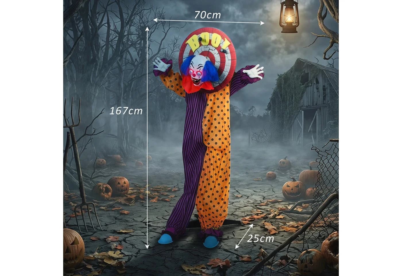 HOMCOM Animierter Zirkusclown Dekofigur Halloween Bunt - Bild 3