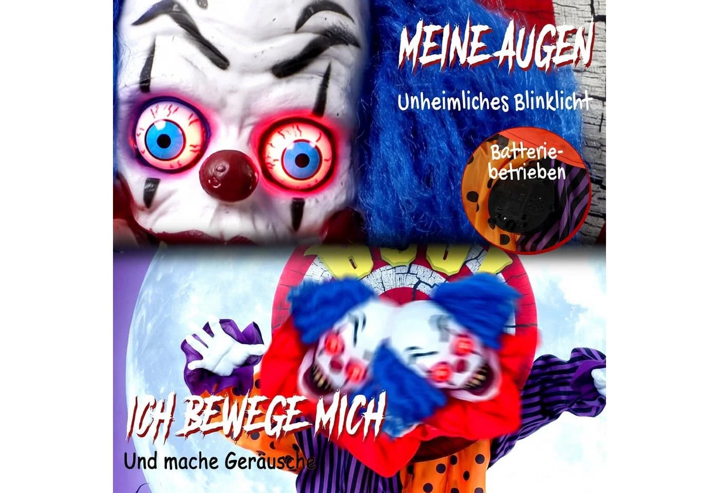 HOMCOM Animierter Zirkusclown Dekofigur Halloween Bunt - Bild 4