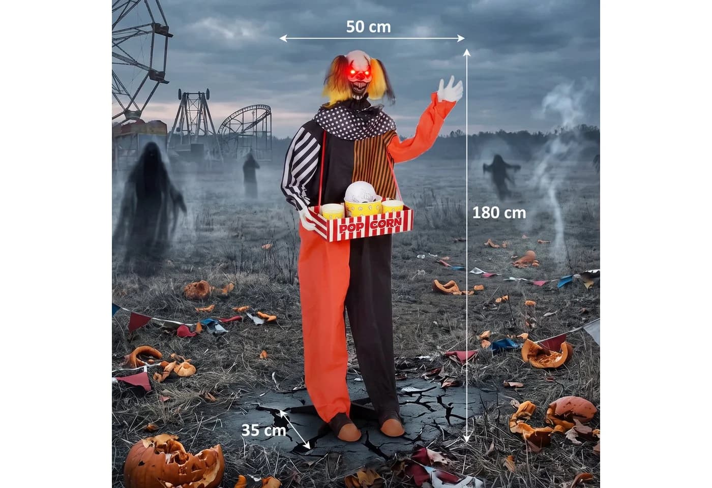 HOMCOM Animierter Halloween-Popcorn-Clown mit LED-Augen und Soundeffekten - Bild 3
