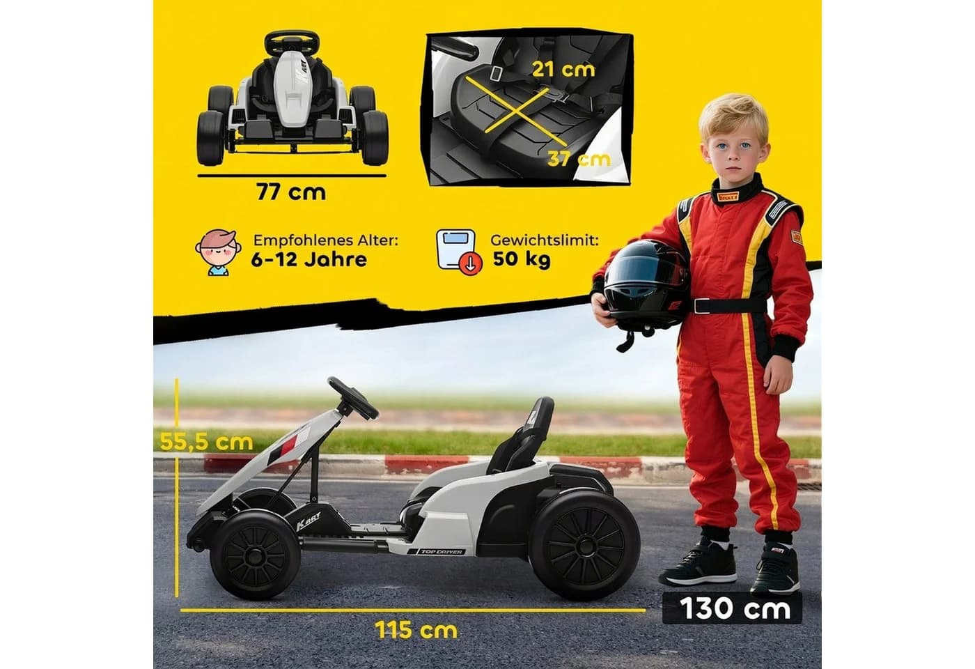 AIYAPLAY Elektro-Kinderauto Weiß mit verstellbarem Sitz - Bild 3