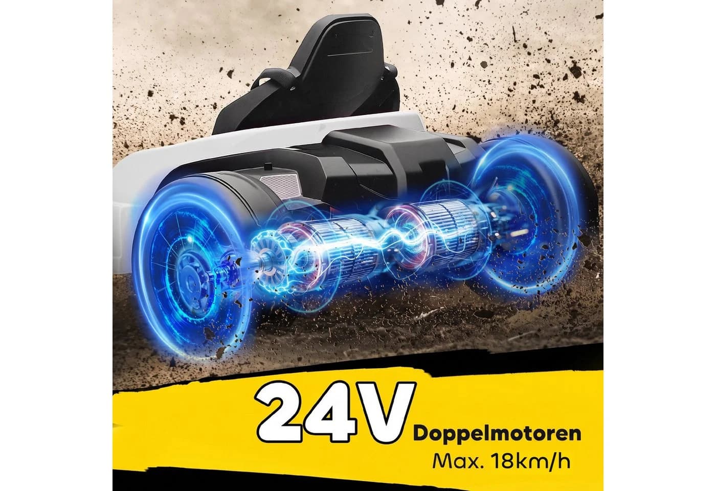 AIYAPLAY Elektro-Kinderauto Weiß mit verstellbarem Sitz - Bild 4