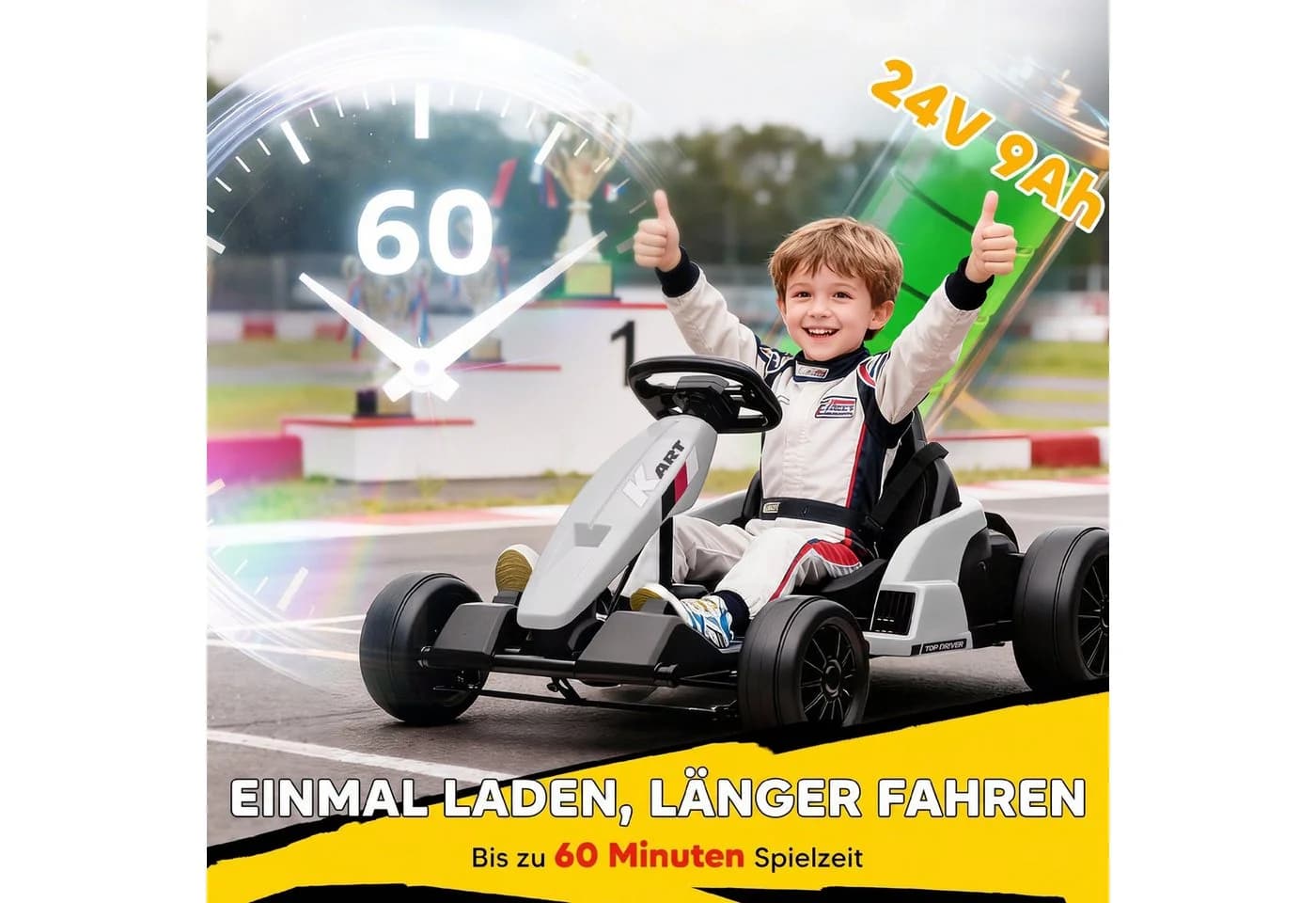 AIYAPLAY Elektro-Kinderauto Weiß mit verstellbarem Sitz - Bild 5