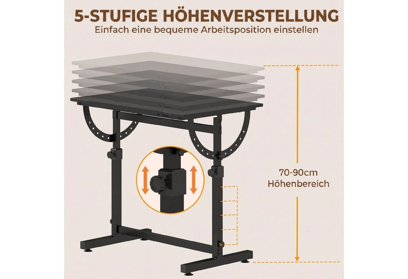 HOMCOM Zeichentisch Höhen- & neigungsverstellbar Schwarz - Bild 5