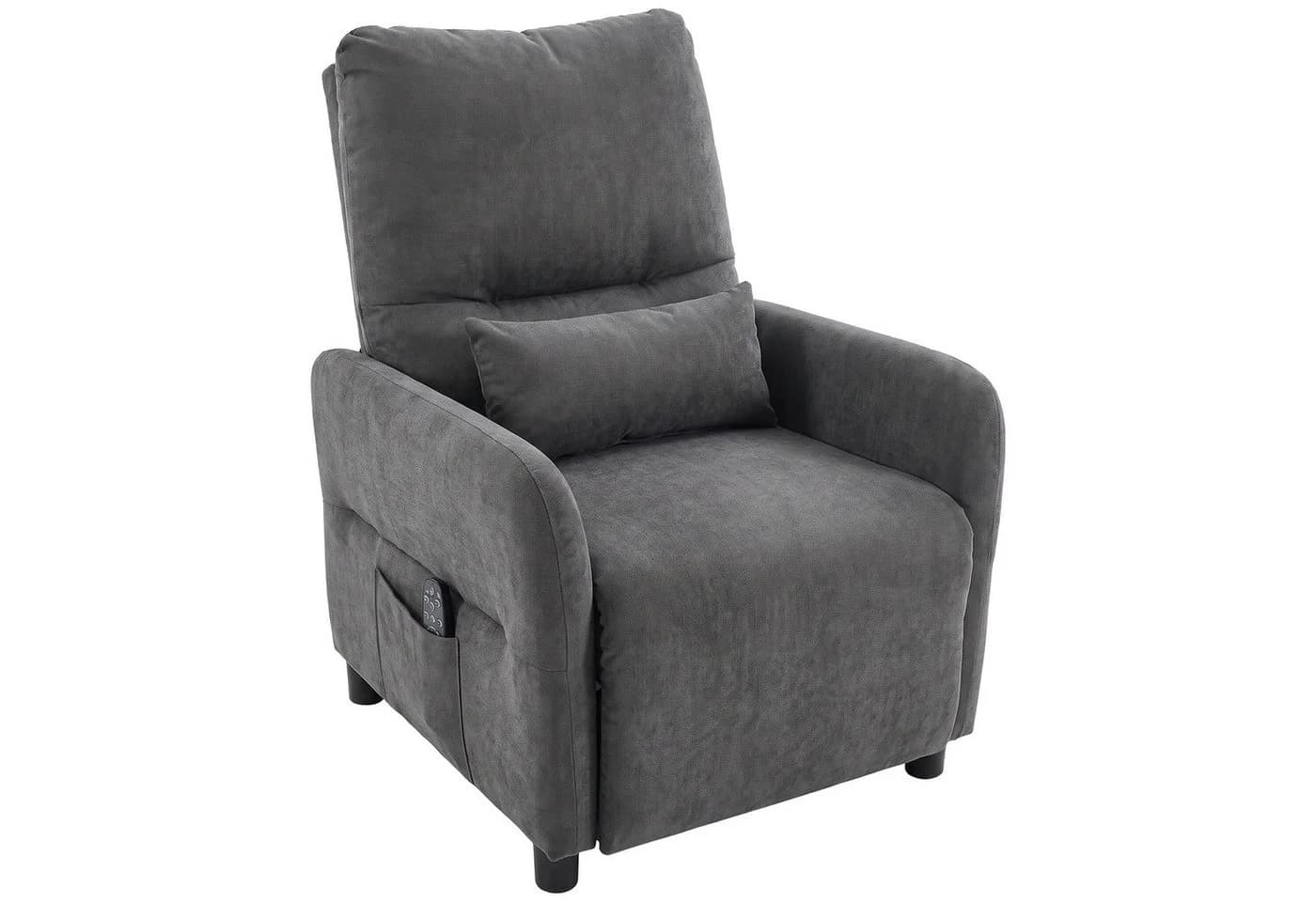 HOMCOM Massagesessel Relaxsessel mit Liegefunktion & 8-Punkt-Vibration Grau