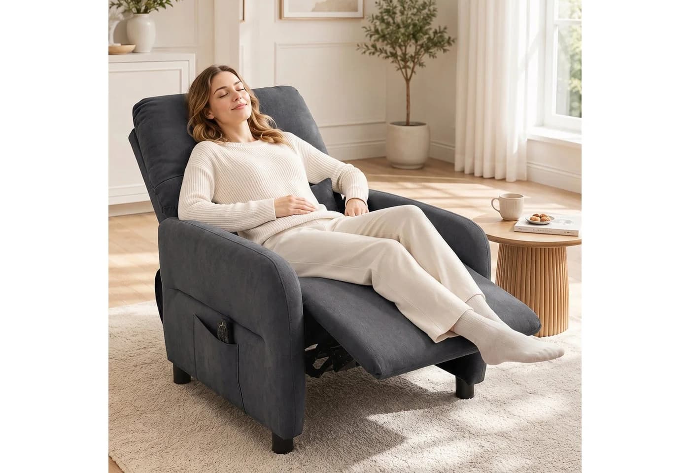 HOMCOM Massagesessel Relaxsessel mit Liegefunktion & 8-Punkt-Vibration Grau - Bild 2