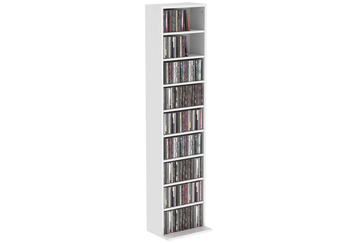 HOMCOM CD-Regal 9 Ebenen Weiß Verstellbare Böden