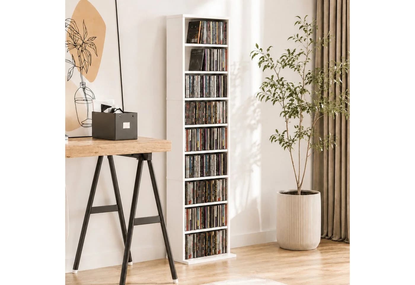 HOMCOM CD-Regal 9 Ebenen Weiß Verstellbare Böden - Bild 2