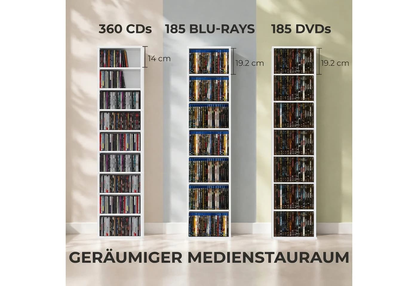 HOMCOM CD-Regal 9 Ebenen Weiß Verstellbare Böden - Bild 4