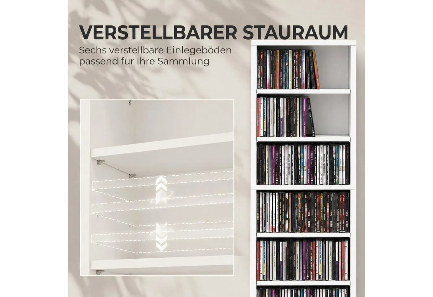 HOMCOM CD-Regal 9 Ebenen Weiß Verstellbare Böden - Bild 5