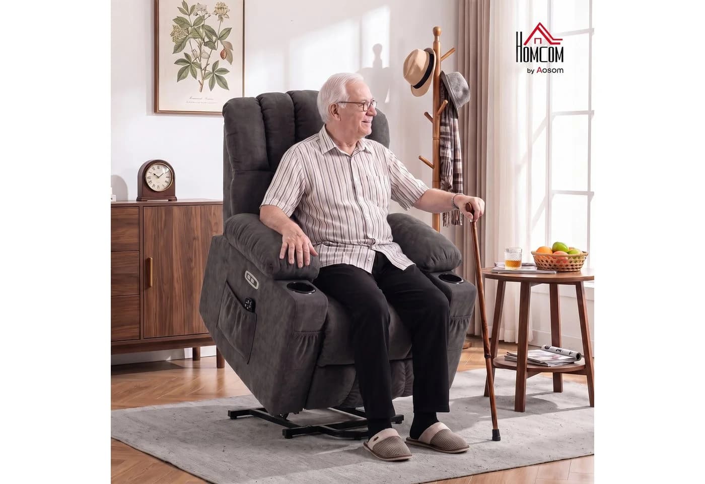 HOMCOM Relaxsessel mit Aufstehhilfe, Massage & Wärme grau - Bild 2
