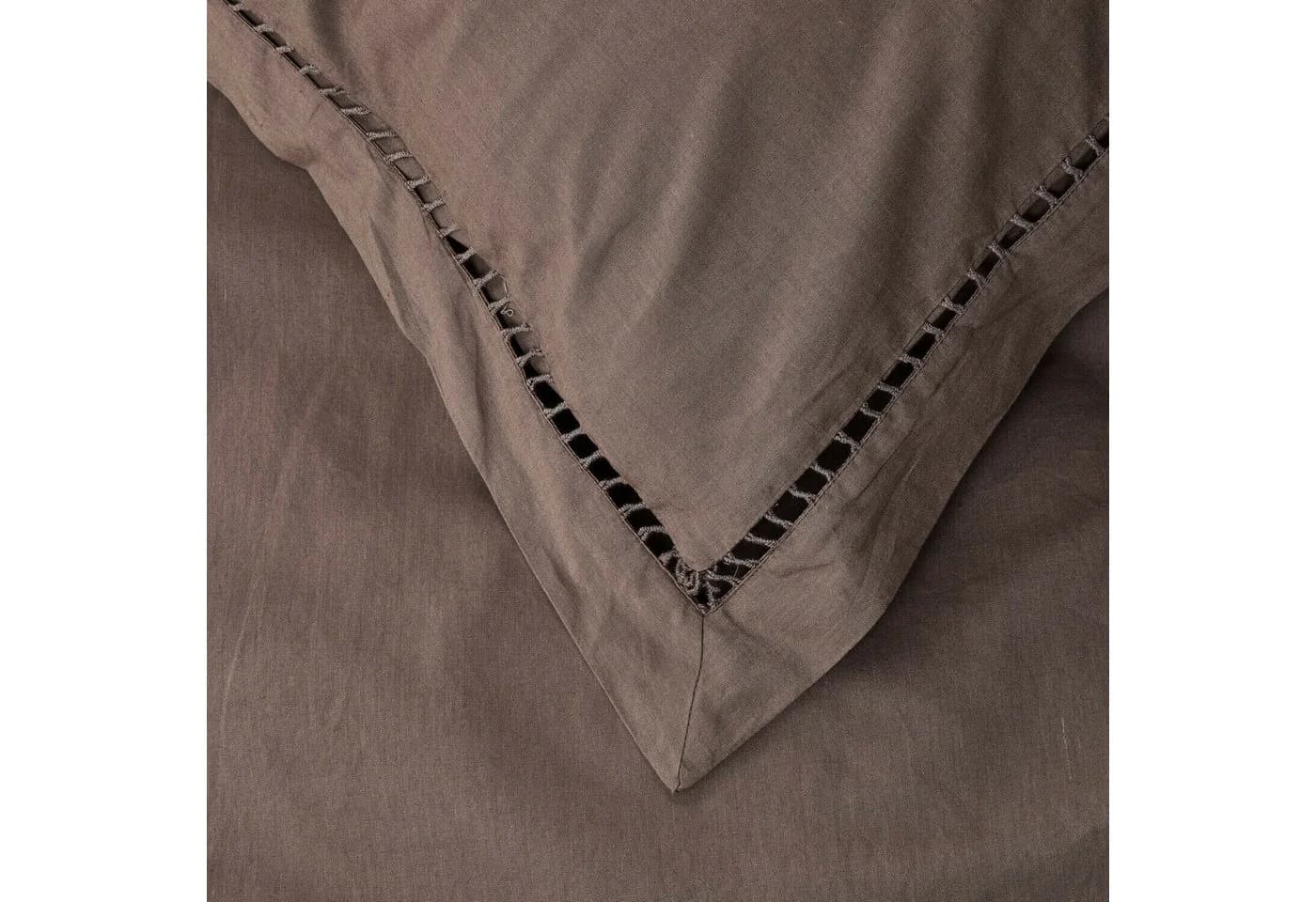 Mirabeau Bettwäsche Belvero dunkelbraun 100% Baumwolle mit Hohlsaumstickerei - Bild 4