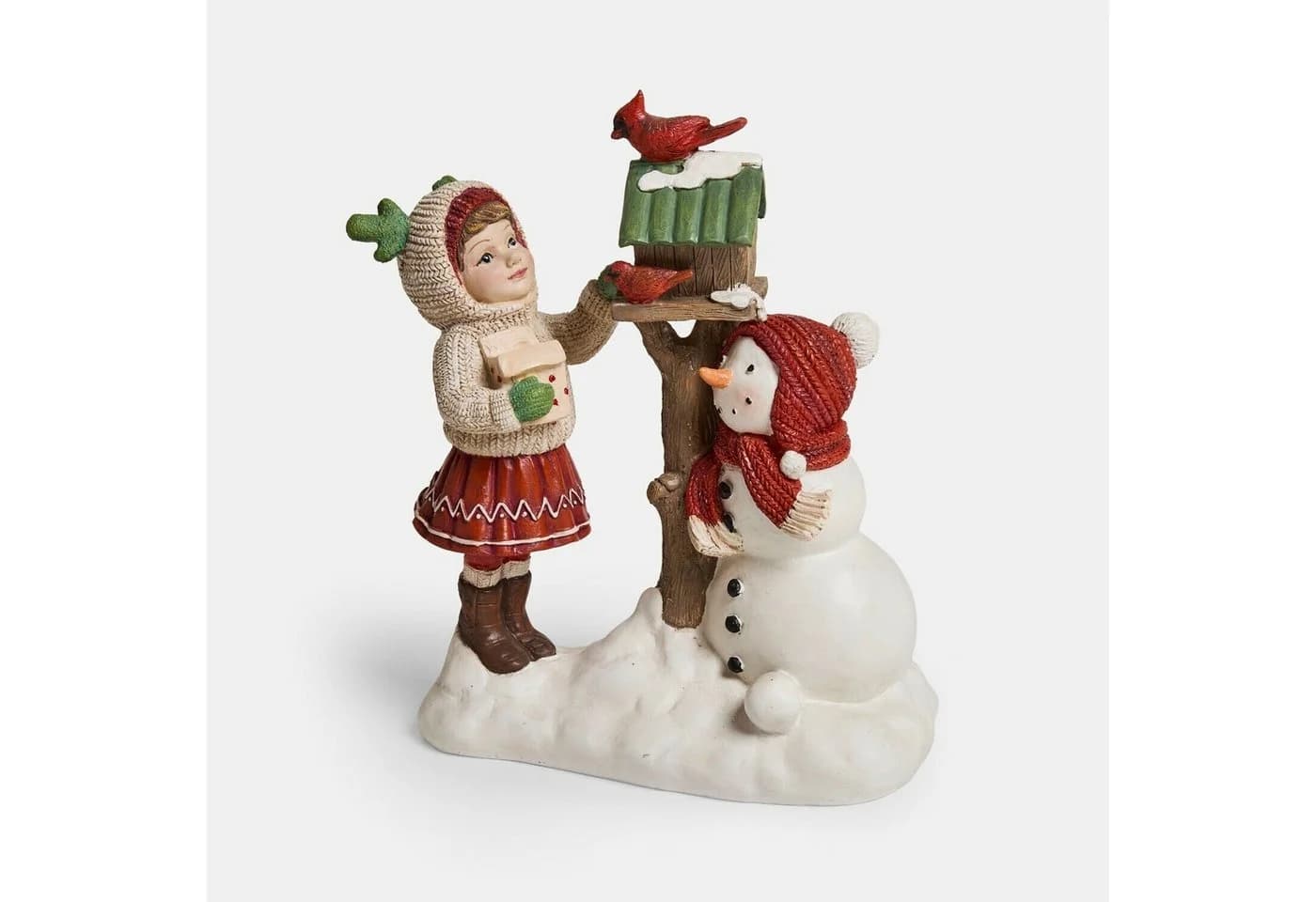 Mirabeau Weihnachtsfigur Deko-Kind mit Vogelhaus Irenja rot/grün/weiß - Bild 2