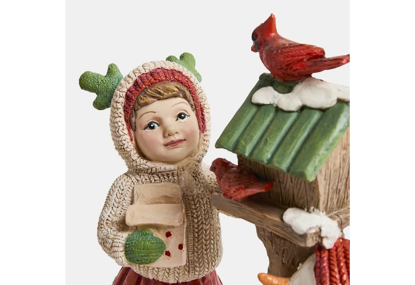 Mirabeau Weihnachtsfigur Deko-Kind mit Vogelhaus Irenja rot/grün/weiß - Bild 3