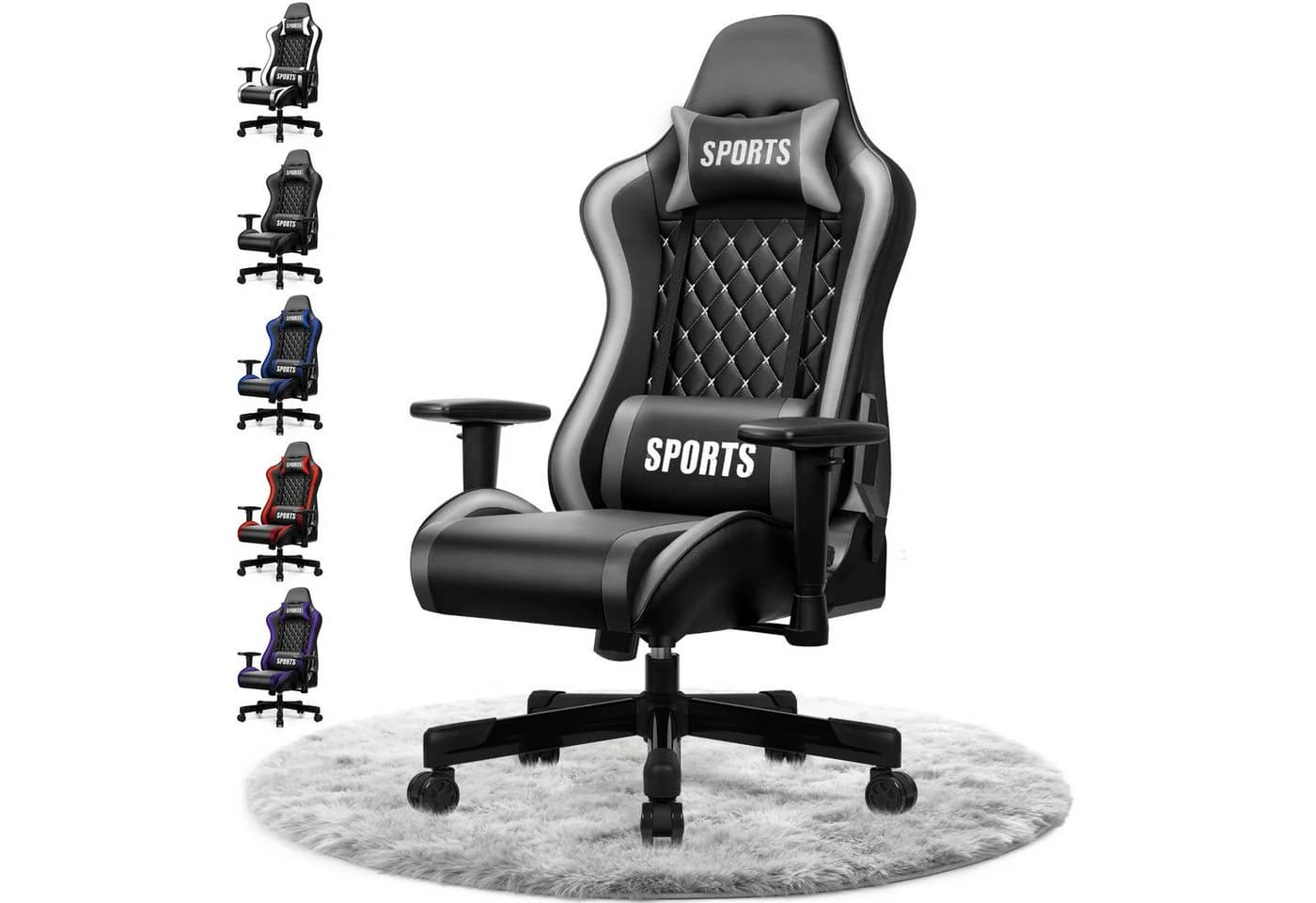Adormii Gaming-Stuhl Ergonomisch Grau Verstellbare Armlehnen - Bild 2