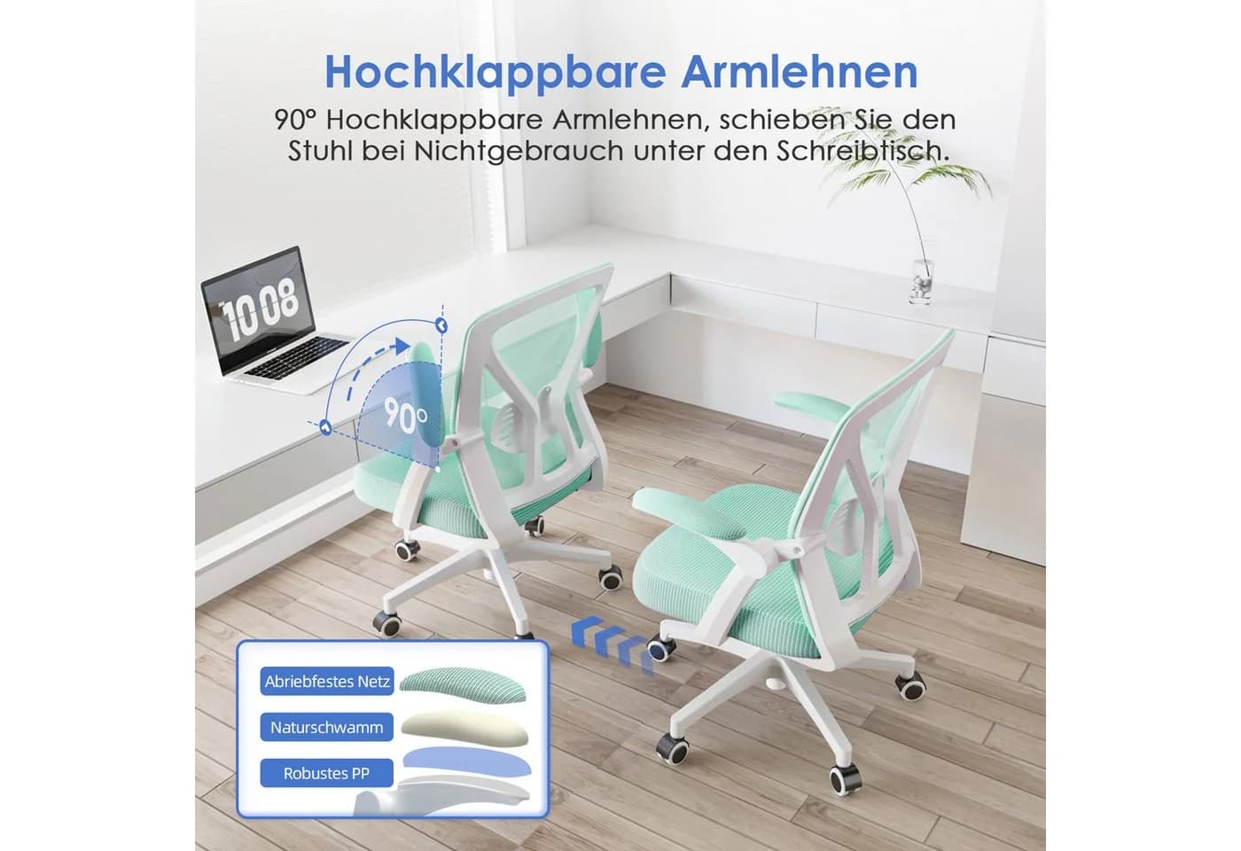 Adormii Bürostuhl mit klappbaren Armlehnen und Wippfunktion - Bild 5