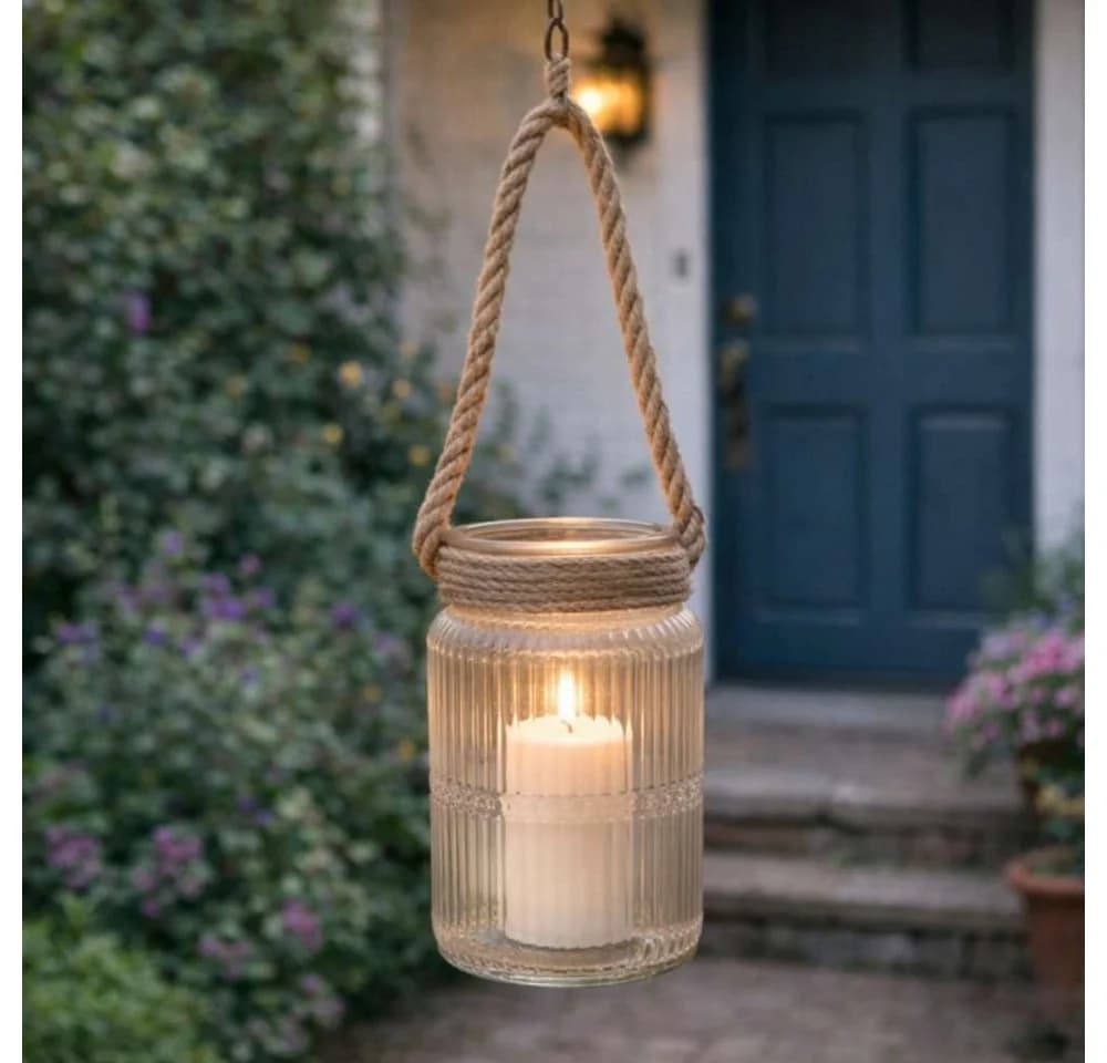 AltoBelli Windlicht Bogense Glas mit Kordel